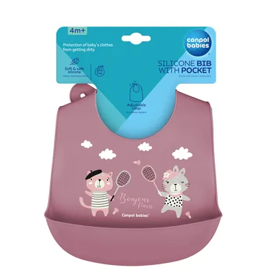 Слинявчик Canpol babies Bonjour Paris силіконовий з кишенькою, 74/027_red, червоний