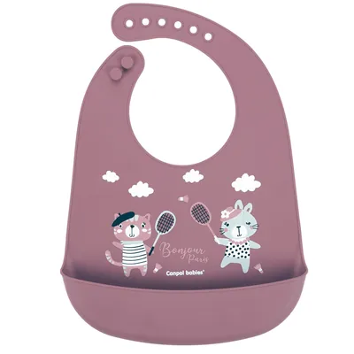 Слинявчик Canpol babies Bonjour Paris силіконовий з кишенькою, 74/027_red, червоний