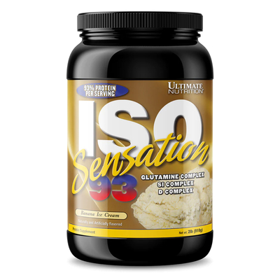 Изолят сывороточного протеина Ultimate Nutrition ISO Sensation 93, банановое мороженое, 910 г