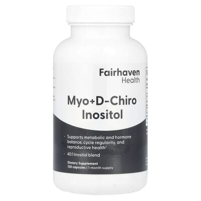 Мио-инозитол и D-хиро инозитол Fairhaven Health Myo + D-Chiro Inositol, 120 капсул