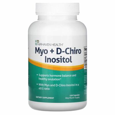 Мио-инозитол и D-хиро инозитол Fairhaven Health Myo + D-Chiro Inositol, 120 капсул