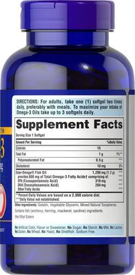 Омега 3 Puritan's Pride Double Strength Omega-3 Fish Oil 1200 мг, 180 капсул