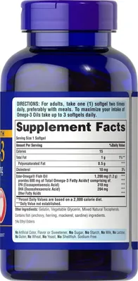 Омега 3 Puritan's Pride Double Strength Omega-3 Fish Oil 1200 мг, 180 капсул
