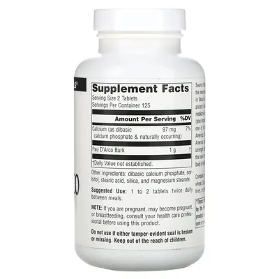 Пау Д'арко Source Naturals Pau D'Arco, 250 таблеток