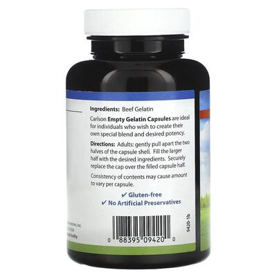 Пустая желатиновая капсула №0 Carlson Labs Empty Gelatin #0 Capsules, 150 капсул