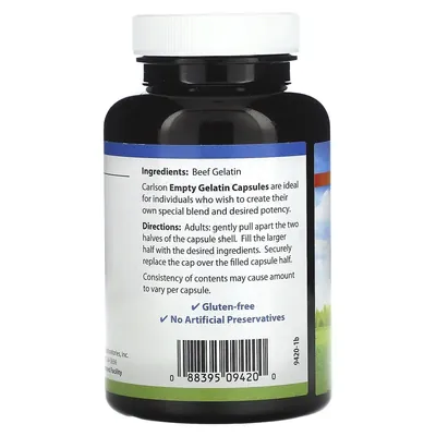 Порожня желатинова капсула №0 Carlson Labs Empty Gelatin #0 Capsules, 150 капсул