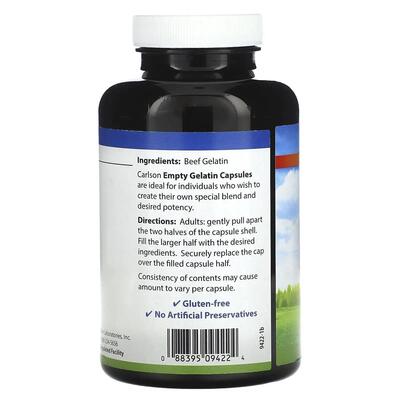 Пустая желатиновая капсула №00 Carlson Labs Empty Gelatin #00 Capsules, 150 капсул