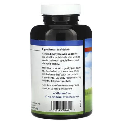Порожня желатинова капсула №00 Carlson Labs Empty Gelatin #00 Capsules, 150 капсул