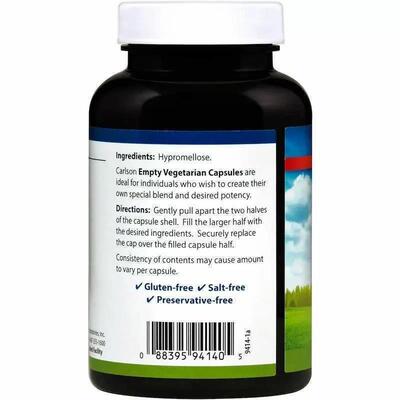 Пустые растительные капсулы №1 Carlson Labs Capsules, 200 штук