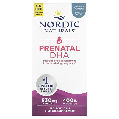 ДГК (докозагексаєнова кислота) для вагітних Nordic Naturals Prenatal DHA, 180 капсул