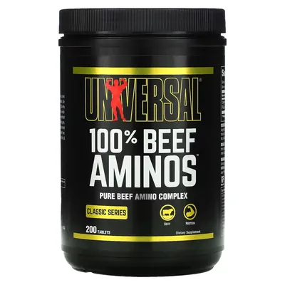 Амінокислотний комплекс Universal Nutrition 100% Beef Aminos, 200 таблеток