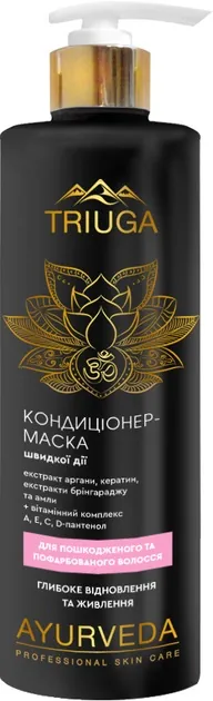 Кондиціонер-маска Triuga Ayurveda Глибоке відновлення та живлення для пошкодженого та фарбованого волосся, 500 мл