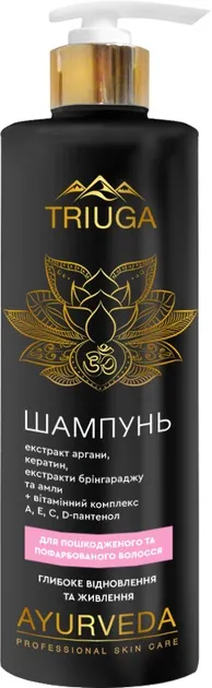 Шампунь Triuga Ayurveda Глибоке відновлення та живлення для пошкодженого та фарбованого волосся, 500 мл