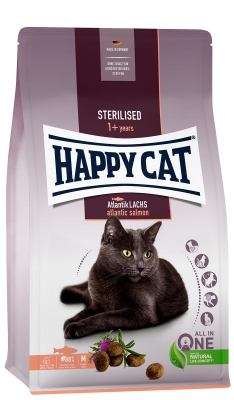 Корм сухой Happy Cat Sterilised Atlantik Lachs для взрослых стерилизованных кошек со вкусом лосося, 1,3 кг, 70579