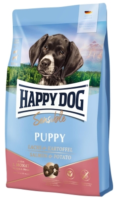 Корм сухой Happy Dog Sensible Puppy Lachs & Kartoffel для щенков от 4 недель до 6 месяцев с лососем и картофелем, 1 кг.