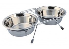 Миски для животных Trixie 25231 Eat on Feet из стали на металлической подставке с резиновыми ножками, 2 х 0,45 л/13 см