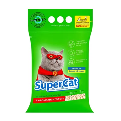 Наповнювач для туалету Collar SuperCat Стандарт дерев'яний із ароматизатором, зелений, 3 кг (10 л)