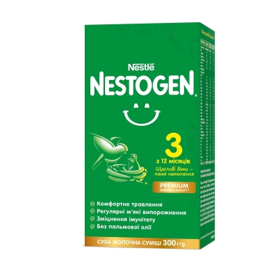 Смесь сухая молочная Nestogen 3 с лактобактериями L. Reuteri для детей с 12 месяцев, 300 г