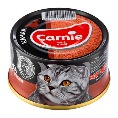 Корм влажный для взрослых кошек Carnie мясной паштет с уткой, 90 г