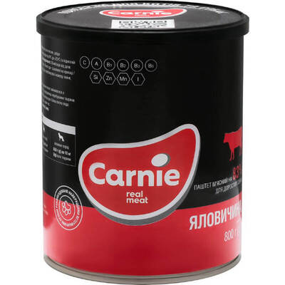 Корм влажный для взрослых собак Carnie мясной паштет с говядиной, 800 г