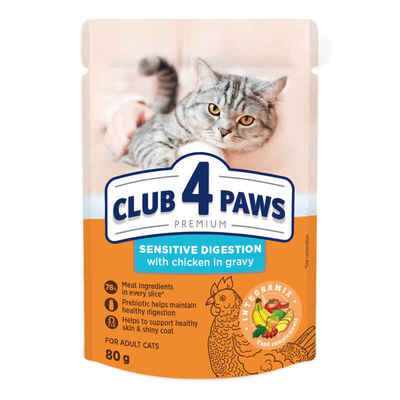 Корм влажный Club 4 Paws Sensitive Digestion для кошек с чувствительным пищеварением, 80 г