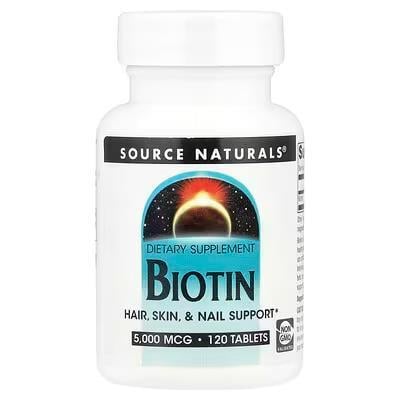 Биотин Source Naturals Biotin 5000 мкг, 120 таблеток