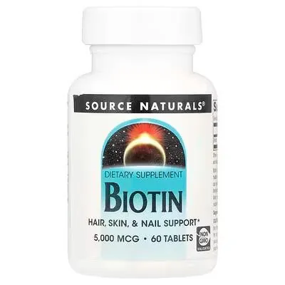 Біотин Source Naturals Biotin 5000 мкг, 60 таблеток