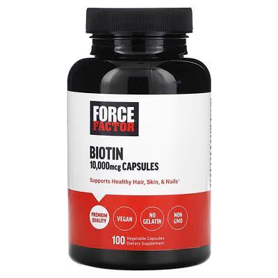Биотин Force Factor Biotin 10000 мкг, 100 вегетарианских капсул