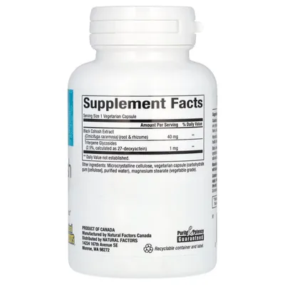 Клопогону екстракт Natural Factors Menopause Black Cohosh 40 мг, 90 капсул