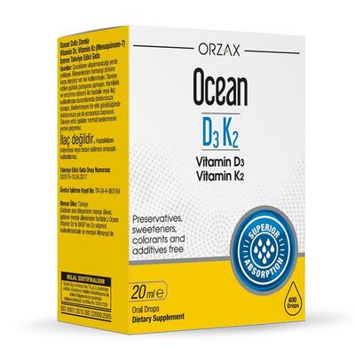 Вітамін D3 + K2 Orzax Ocean D3K2 краплі по 20 мл у флак.