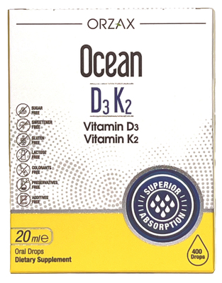 Витамин D3+K2 Orzax Ocean D3K2 капли по 20 мл во флак.