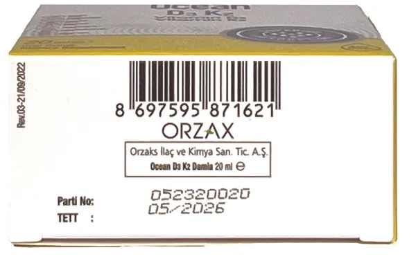 Вітамін D3 + K2 Orzax Ocean D3K2 краплі по 20 мл у флак.
