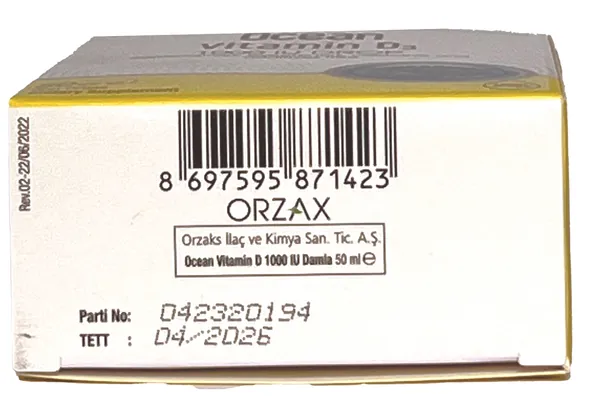Вітамін Д3 Orzax Ocean Vitamin D3 1000 IU краплі по 50 мл у флак.