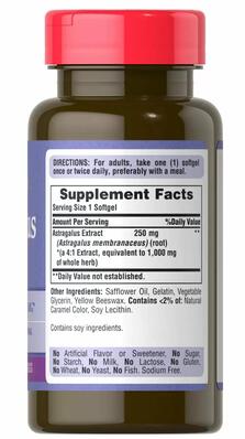 Астрагала экстракт Puritan's Pride Astragalus Extract 250 мг, 100 капсул