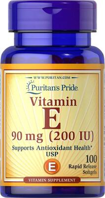 Витамин Е Puritan's Pride Vitamin E 200 МЕ, 100 капсул