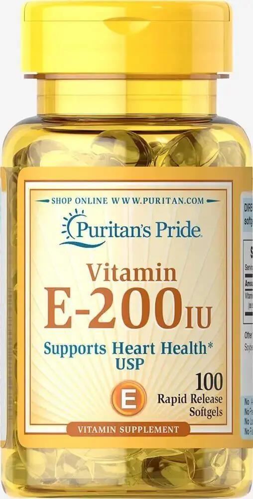 Витамин Е Puritan's Pride Vitamin E 200 МЕ, 100 капсул