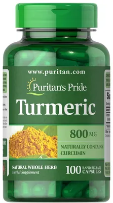 Куркума Puritan's Pride Turmeric 800 мг, 100 капсул