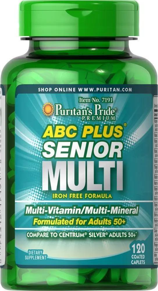 Витаминно-минеральный комплекс 50+ Puritan's Pride ABC Plus Senior Multivitamin MultiMineral Formula, 120 каплет