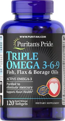 Омега 3-6-9 Puritan's Pride Triple Omega 3-6-9, 120 капсул