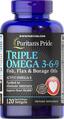 Омега 3-6-9 Puritan's Pride Triple Omega 3-6-9, 120 капсул