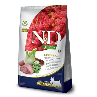 Корм сухий Farmina N&D Quinoa Digestion беззерновий для собак малих порід з порушеннями травлення з ягням та кіноа, 2,5 кг