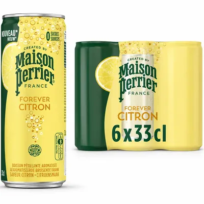 Вода мінеральна Maison Perrier газована зі смаком лимону, банка, 0,33 л
