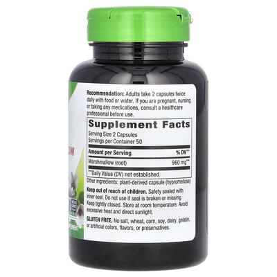 Алтея корень Nature's Way Marshmallow Root 960 мг, 100 веганских капсул