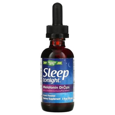 Мелатонин с L-теанином и травами Nature's Way Sleep Tonight без спирта, вкус вишни, 59 мл