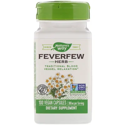 Пиретрум дівочий Nature's Way Feverfew Herb 380 мг, 100 капсул