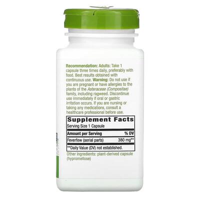 Пиретрум девичий Nature's Way Feverfew Herb 380 мг, 180 капсул