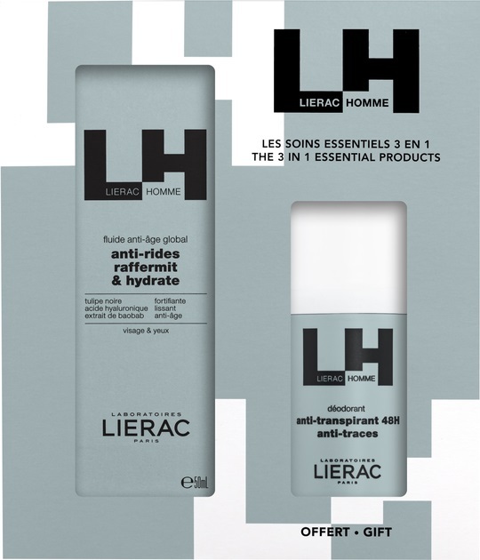 Набор Lierac Homme для мужчин (антивозрастный флюид 50 мл + шариковый дезодорант 50 мл)