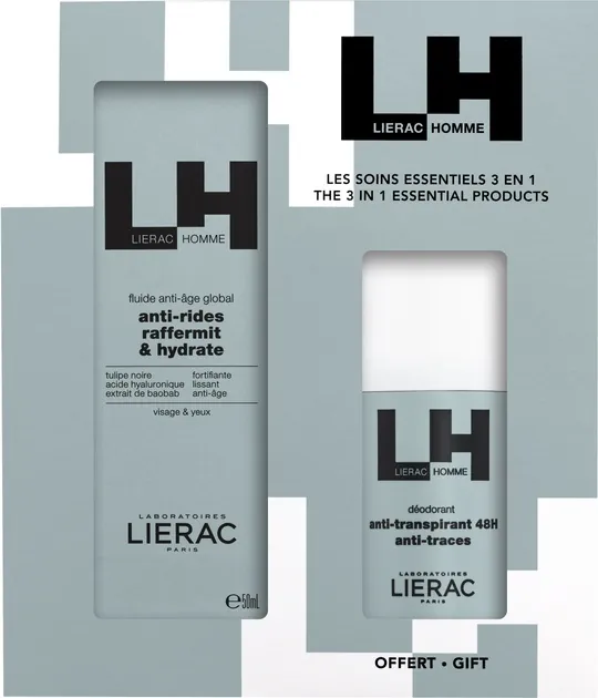 Набір Lierac Homme для чоловіків (антивіковий флюїд 50 мл + кульковий дезодорант 50 мл)