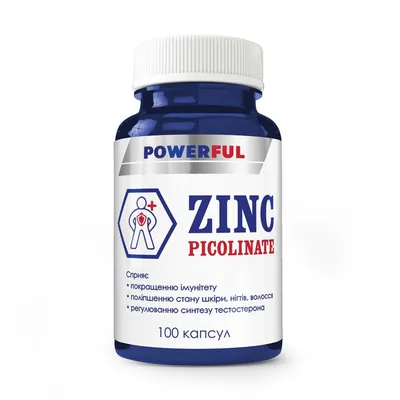Піколінат цинку POWERFUL Zinc Picolinate капсули по 500 мг №100 у бан.