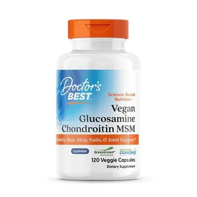 Глюкозамін, хондроїтин МСМ Doctor's Best Vegan Glucosamine Chondroitin MSM для веганів, 120 вегетаріанських капсул